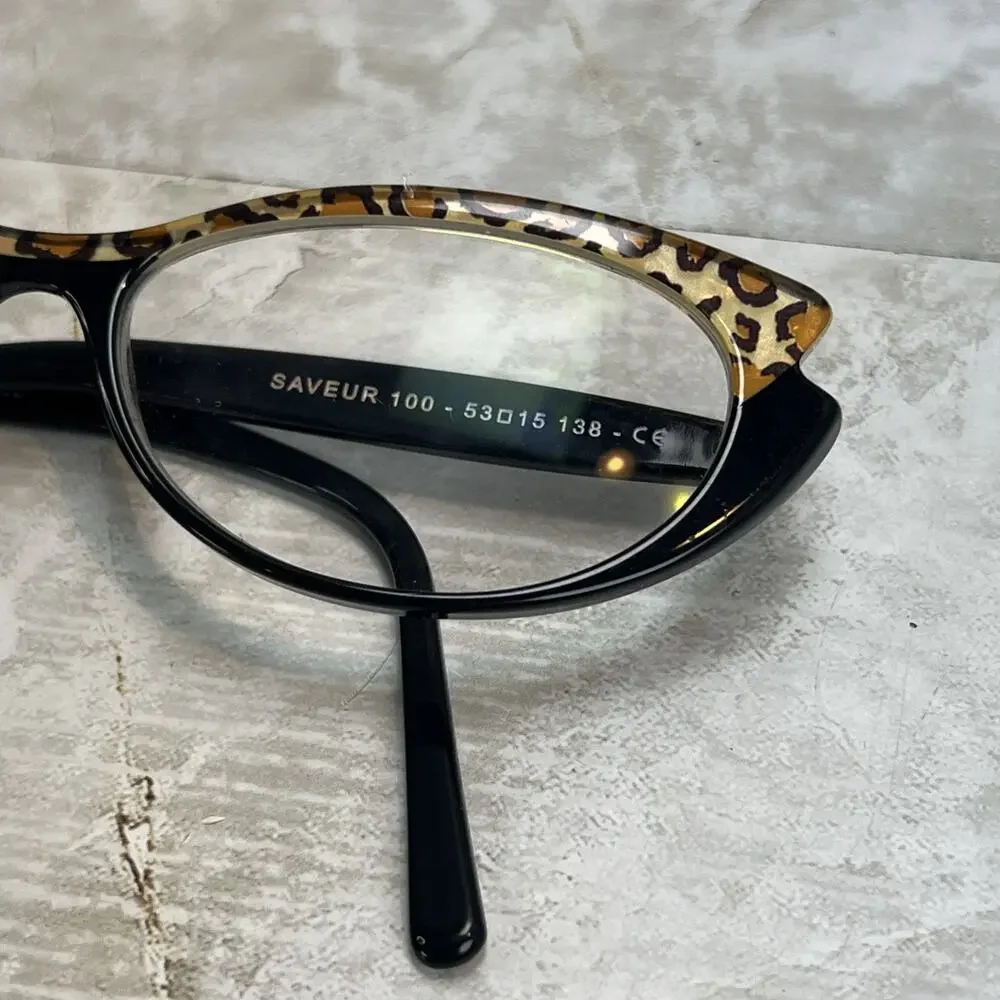 Jean Lafont Paris Saveur 100 Blk/Leopard Eyeglasses FRAMES ONLY 53-15-138